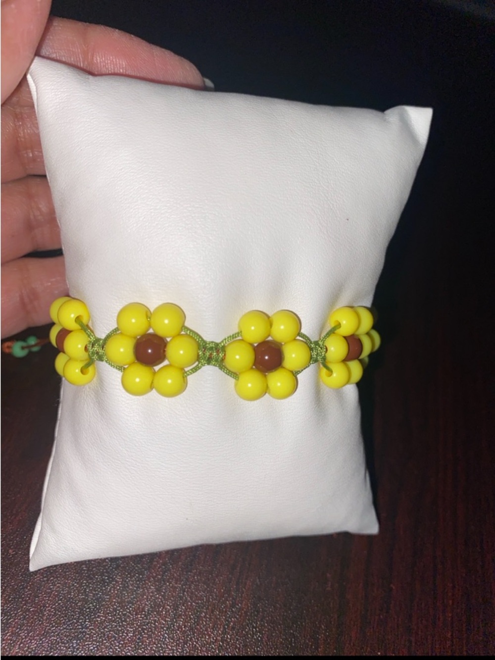 Sunflower macrame Beaded Bracelet